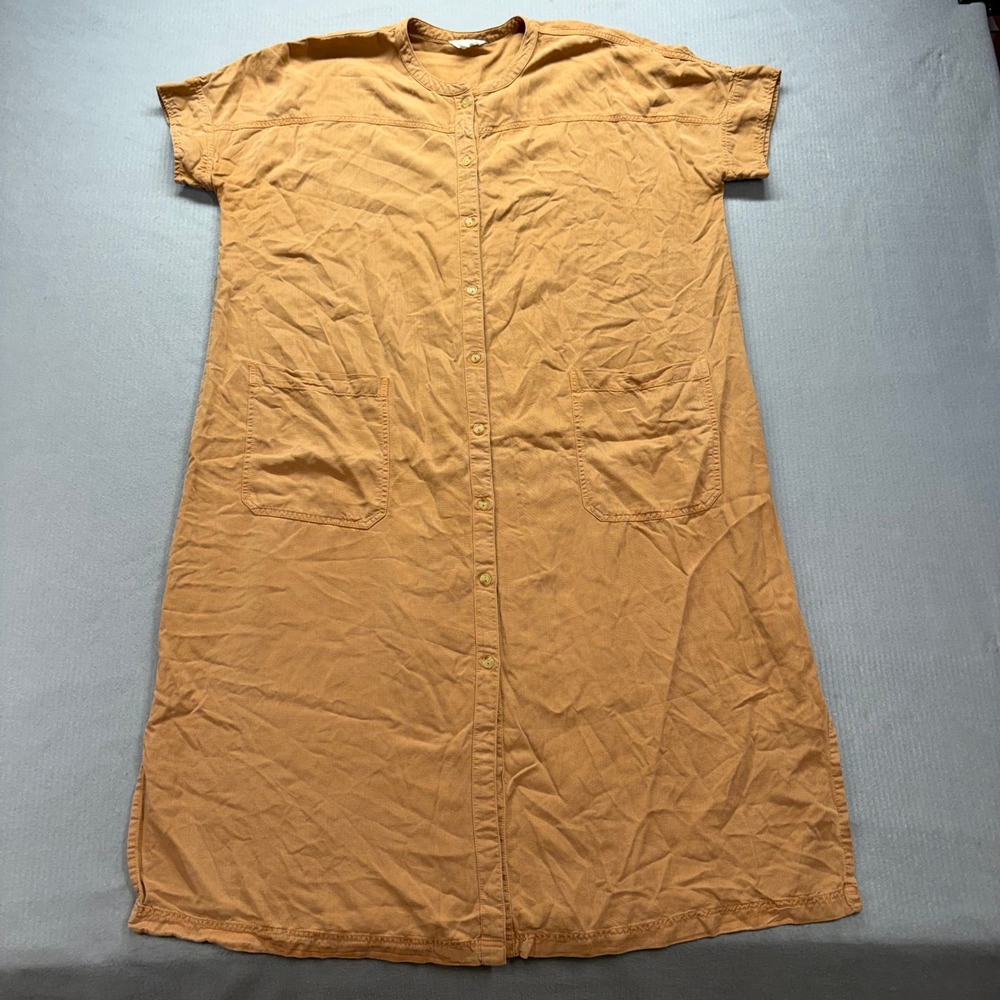 Caslon‎ Shirt Dress Womens 2X Brown Tencel Button Down Short Sleeve CN479536WN